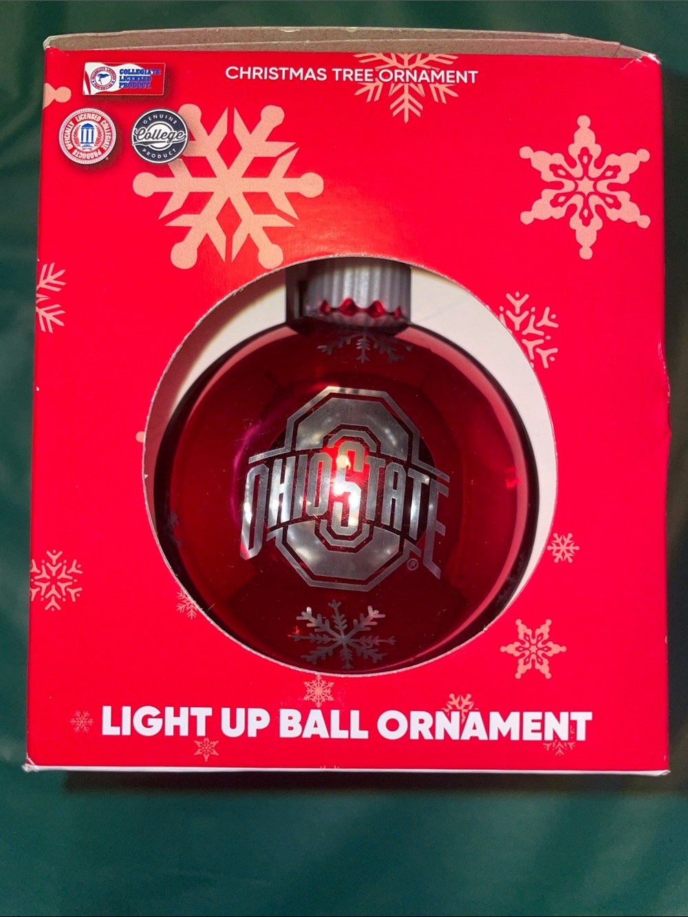 Ohio State Light-Up Red Holiday Ball Ornament